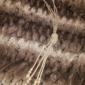 Extra long cream faux pearl strands